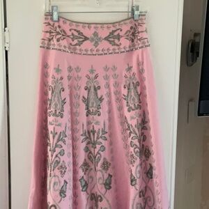 Beautiful pink silk long skirt with gorgeous silver beading
